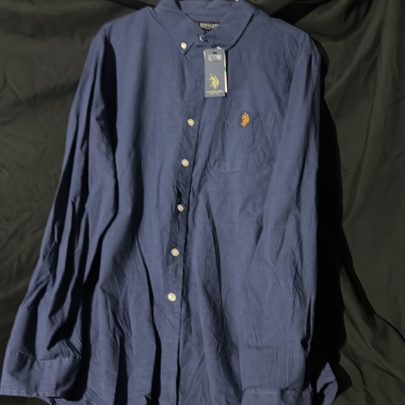 NWT US POLO ASSN long sleeve button down Dark blue lightweight men’s L - Picture 3 of 7
